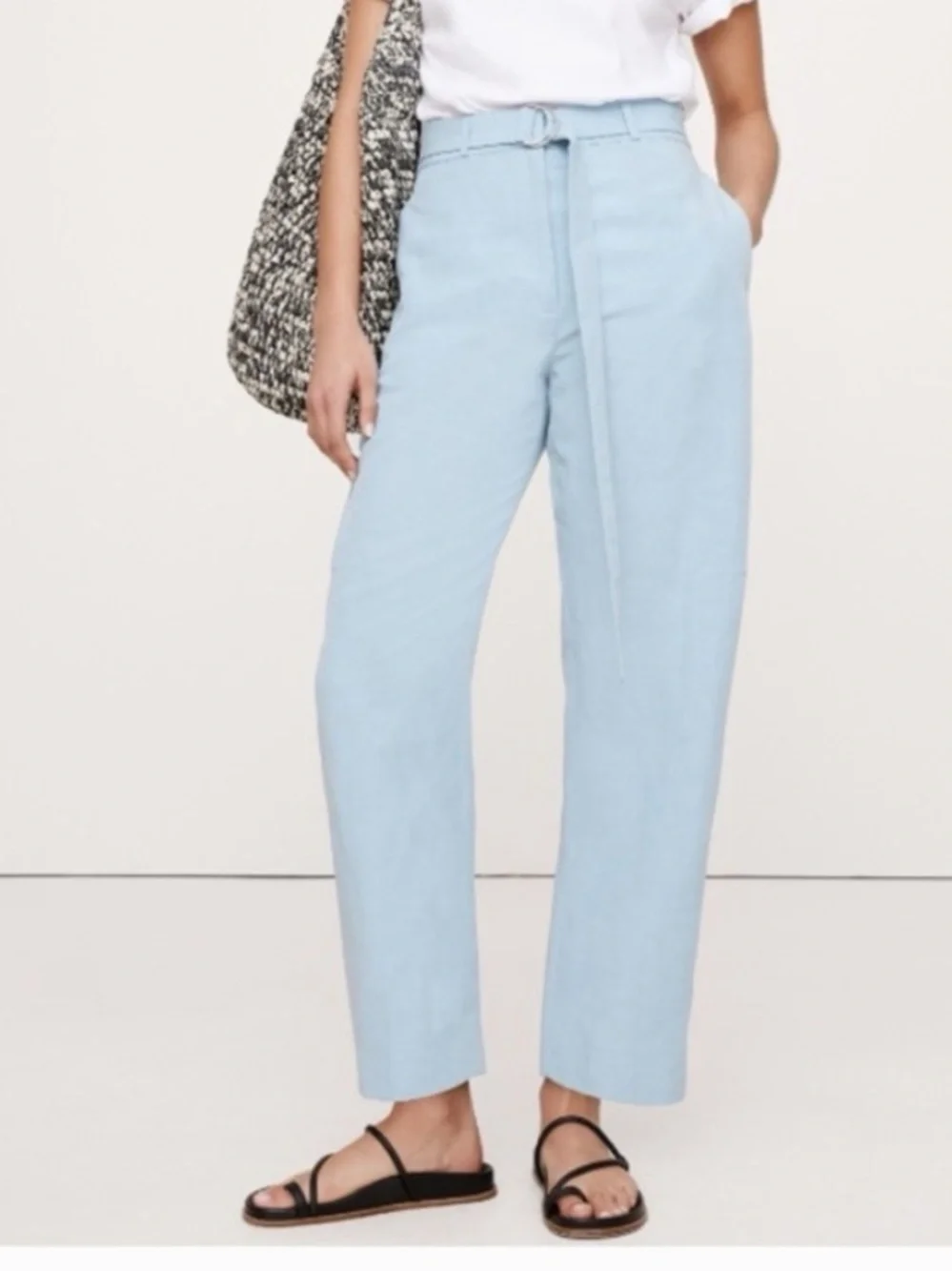 Banana Republic Pale Blue High-Rise Barrel Tencel-Linen Pant